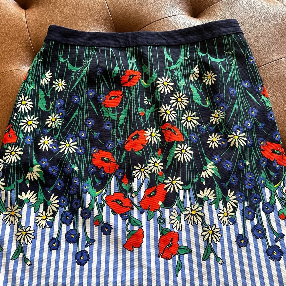 Anthropologie Floral Stripe Skirt | Coastal European Summer Chic | Size 8 - Picture 4 of 10